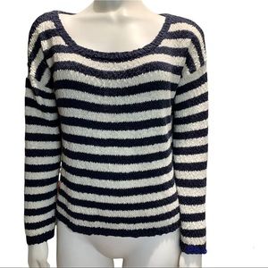 TALULA NAVY AND WHITE CROPPED SWEATER